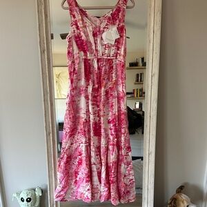 beachlunchlounge Pink and White Maxi Dress
